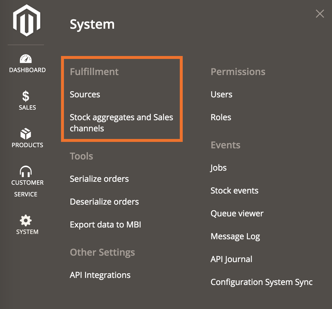 Fulfillment menu in OMS Admin